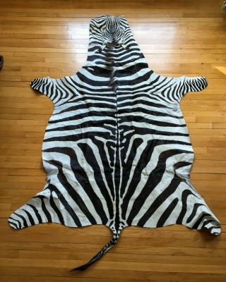 Vintage 1970 Authentic Zebra Skin / Hide Rug