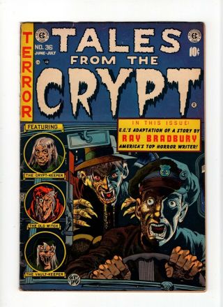 Tales From The Crypt 36 Fn,  6.  5 Vintage Ec Comic Horror Ray Bradbury Gold 10c