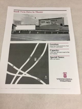 “south Twin Drive In Theater “ Flyer.  Wehrenberg Theaters,  St.  Louis,  Mo