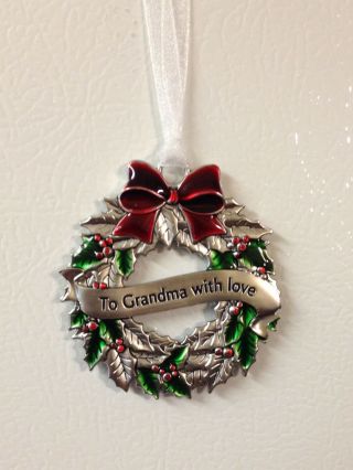To Grandma With Love Metal/enamel Wreath Christmas Ornament By Ganz