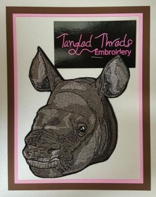 Rhino Baby,  Rhinoceros Embroidered Patch 4.  7 " X 5.  6 "