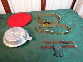 Vintage Boy Scouts Of America Items - Pan/plate/pot/beret/garters/belts