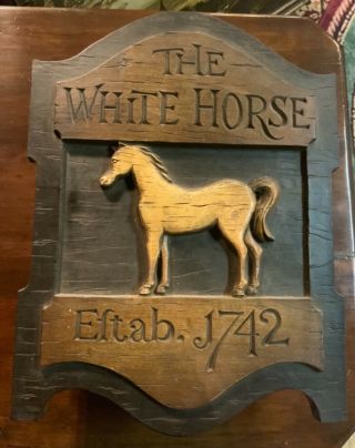 The White Horse Scotch Whiskey Bar Sign Wood Vintage