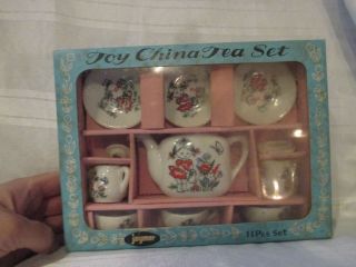 Vintage Jaymar 11 Pc Toy China Tea Set Child Dolls Mib Complete