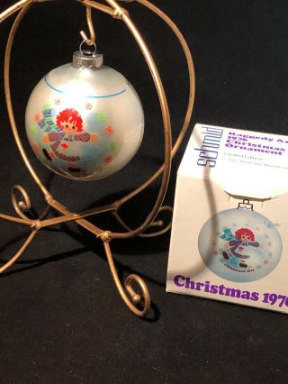 Vintage 1976 Schmid Christmas Raggedy Ann Ornament glass Box First in a Series 2