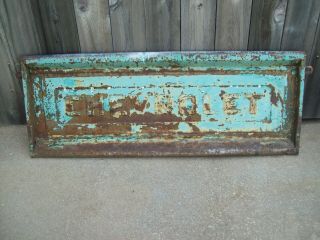 Vintage 55 - 59 60 - 66 67 - 72 Chevy Chevrolet Truck Tailgate Old Green Paint Patina