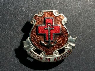 Wwii Medic Red Cross Anchor Dui Di Regiment Insignia Badge Pin Vigor In Arduis