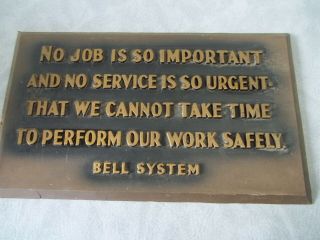 Raised Letter Vintage Bell System Telephone Wall Safety Plaque Sign