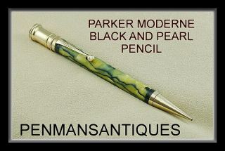 Circa 1930 Parker Duofold Senior Moderne Black And Pearl Pencil