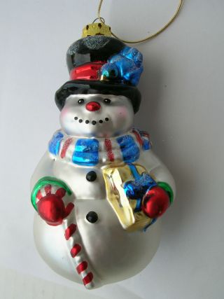 Bk Brass Key Snowman Candy Cane Blue Bird Christmas Ornament Mercury Glass