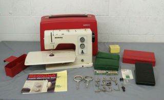 Vintage Bernina Record 830 Sewing Machine W/case Manuals Buttonholers Feet,