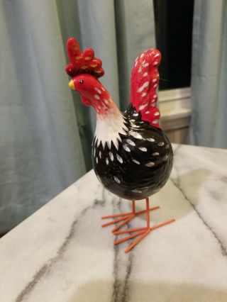 Ceramic Chicken Rooster Figurine Spring On Feet Bobble