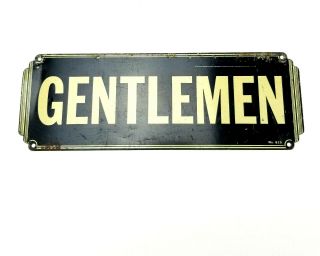 Art Deco Vintage Gentlemen Metal Restroom Hotel Motel Boarding House Sign 9 "