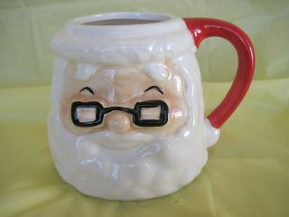 Santa Claus Face Coffee Mug Large Size Glasses Christmas Cheer