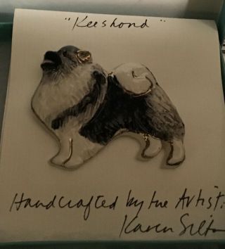 Handcrafted Ceramic Keeshond Brooch Pin Dog Jewelry Gifts By Karen Silton