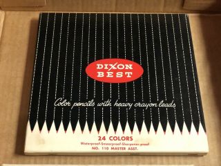 Vtg Dixon Best No.  110 Colored Pencils 24 Colors Made In Usa