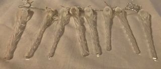 Set Of 8 Vintage Frosted Top Glass Icicle Ornaments