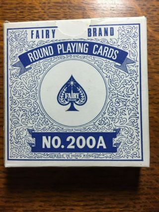 Vintage Round Playing Cards 200a Made In Hong Kong Fairy Brand