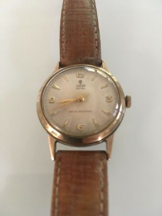 Vintage Rolex Tudor Royal Rose Gold Wristwatch