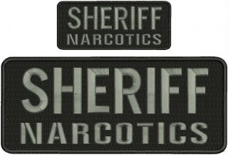 " Sheriff Narcotics " Embroidery Patch 4x10 And 2x5 Inches Hook Grey.  Letters