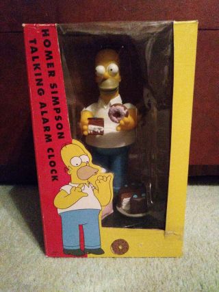 The Simpsons - Homer Simpson Talking Alarm Clock - 1999 Fox Gemmy Nib