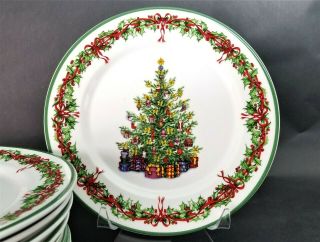 Set Of 6 Christopher Radko Holiday Celebrations Christmas Dinner Plates 11 "