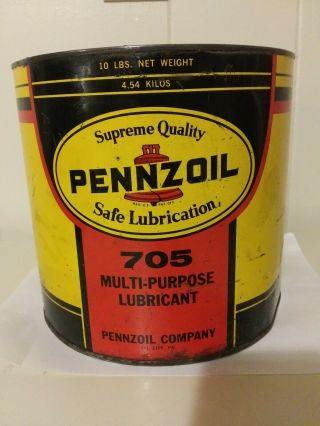 Vintage Pennzoil Oil Can 10 Lb.  705 Multi - Purpose Lubricant.  Oil City Pa.