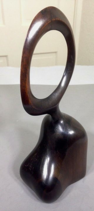 Mid Century Modern Henry Moore Style Abstract Wooden Female Bust Sculpture