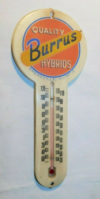 Vintage Burrus Quality Hybrids Seeds Advertising Thermometer
