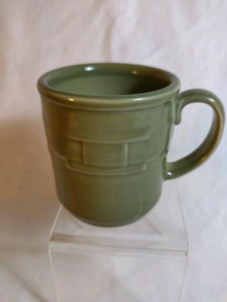 Longaberger Pottery Woven Traditions Sage Green Coffee Cup Mug Usa See