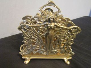Art Nouveau Style Ornate Brass Letter Rack