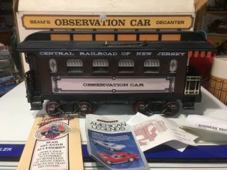 Jim Beam Decanter Train Observation Car,  Central Rr Of Jersey,  W/ Box Papers