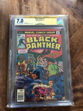 Cgc Ss 7.  0 Black Panther 1 Signed Stan Lee Bronze Age Stunning Xmas Gift Idea