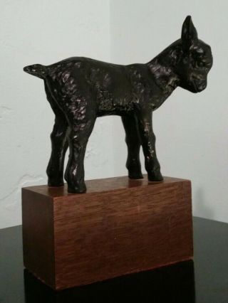 Jakob Fehrle 1931 Patinated Cast Iron Sculpture Goat Kid Germany