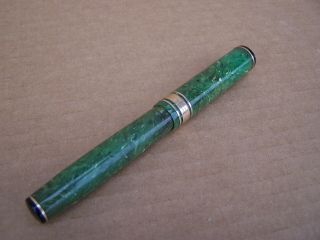Wahl Eversharp Gold Seal Green Jade Signature14 Gold Nib Deco Band Fountain Pen