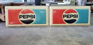 Pespi Sign,  2 Polycarbonate Pan Faces,  Vintage,  72 " X 35.  25 " X 3.  5 ",  Formed Logo