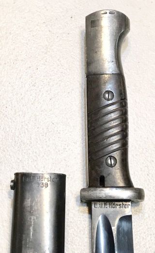 Vintage Ww2 German Horster K98 Bayonet Dagger Knife W/scabbard