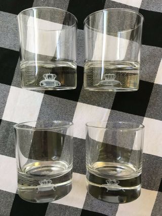 Crown Royal Rocks Glass W/3d Laser Etched Hologram Crown & Pillow - Set Of 4