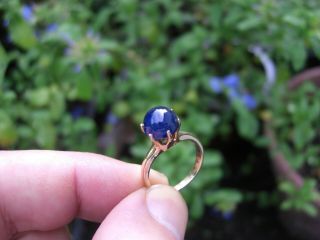 Vintage 5.  35ct Natural Unheated Ceylon Blue Sapphire 14k Gold Ring Art Deco