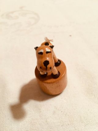 Vintage Push Puppet Spotted Dog Wood Wooden Toy Made in Italy 2