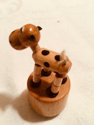 Vintage Push Puppet Spotted Dog Wood Wooden Toy Made in Italy 3