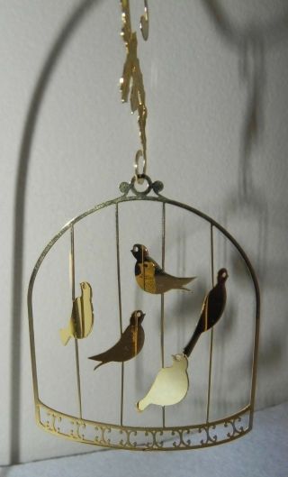 Birds In A Cage Brass Christmas Ornament
