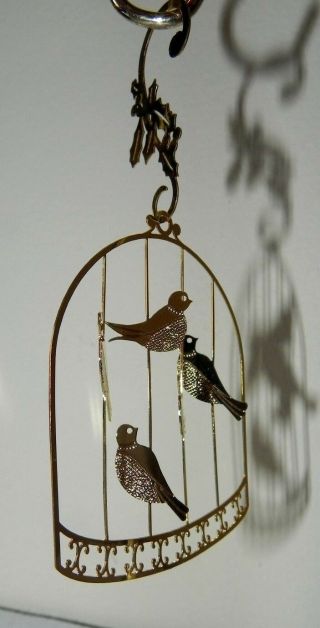 Birds in a Cage Brass Christmas Ornament 2