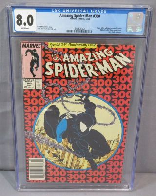 The Spider - Man 300 (venom 1st App) White Cgc 8.  0 Vf Marvel Comcs 1988