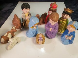 Christmas Nativity Set Scene Figures Cartoon Figurines Baby Jesus - 11 Piece Set