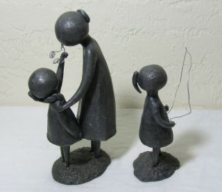 2 William Lattimer Lead Sculptures Mother And Daughter And Girl Jumping Rope Mcm