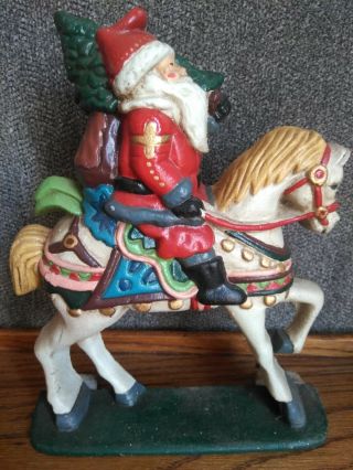 Christmas Santa On A Horse Cast Iron Door Stop