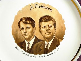 Vintage Robert F Kennedy John F Kennedy 9.  25 " Plate Collector Decorative