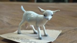 Vintage Hagen Renaker White Dairy Goat On Card Miniature Farm Animal Ceramic