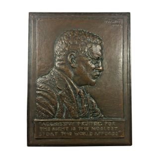 President Theodore Roosevelt Bas - Relief Bronze Plaque 1920 By James Earle Fraser